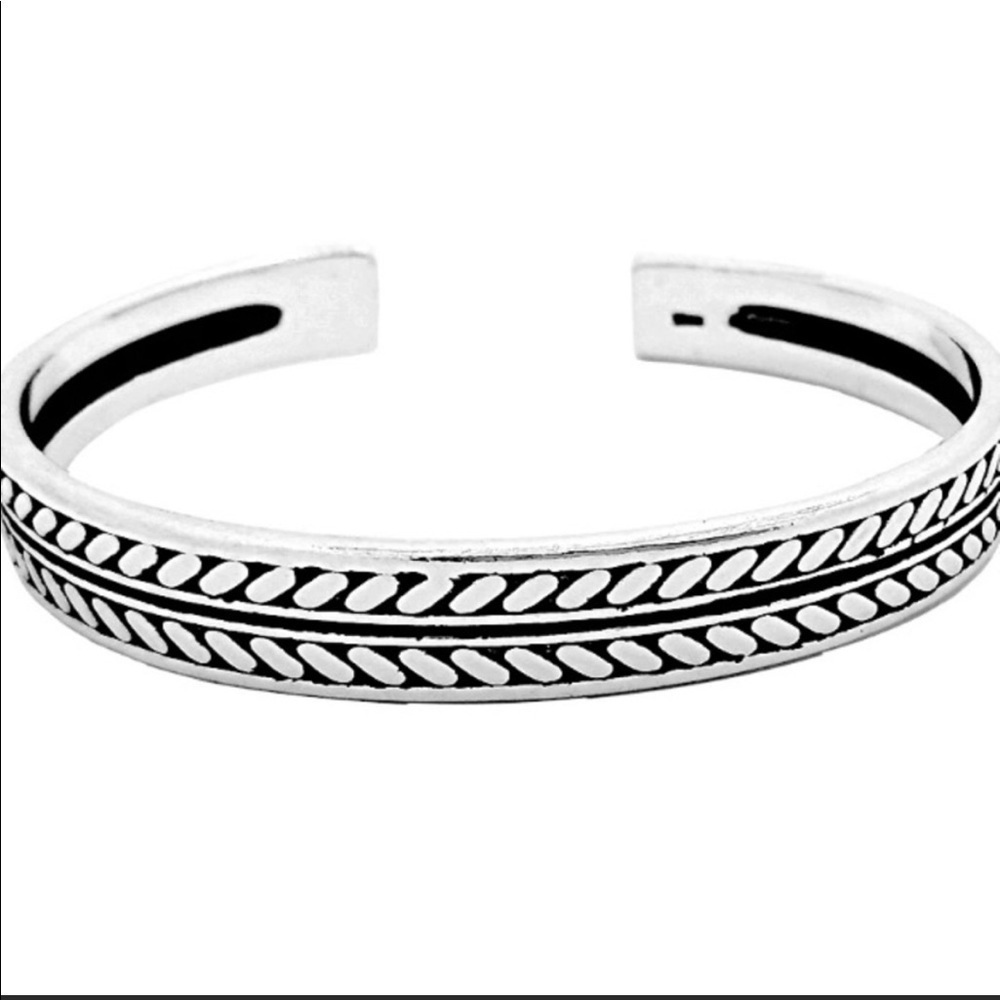 💎 Vintage Leaves 925 Sterling Silver Cuff Bracelet - Picture 5 of 10